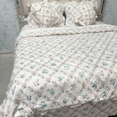 SUMMER KING SIZE GLACÉ COTTON 6 PCS REVERSIBLE COMFORTER SET WITH SUPER KING SIZE BEDSHEET